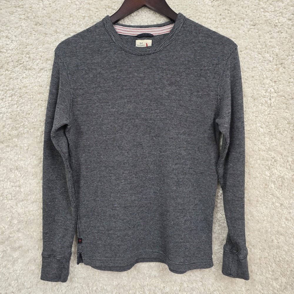 Relwen Thermal Shirt Men's Medium Gray Waffle Knit‎ Crewneck Fitted Long Sleeve